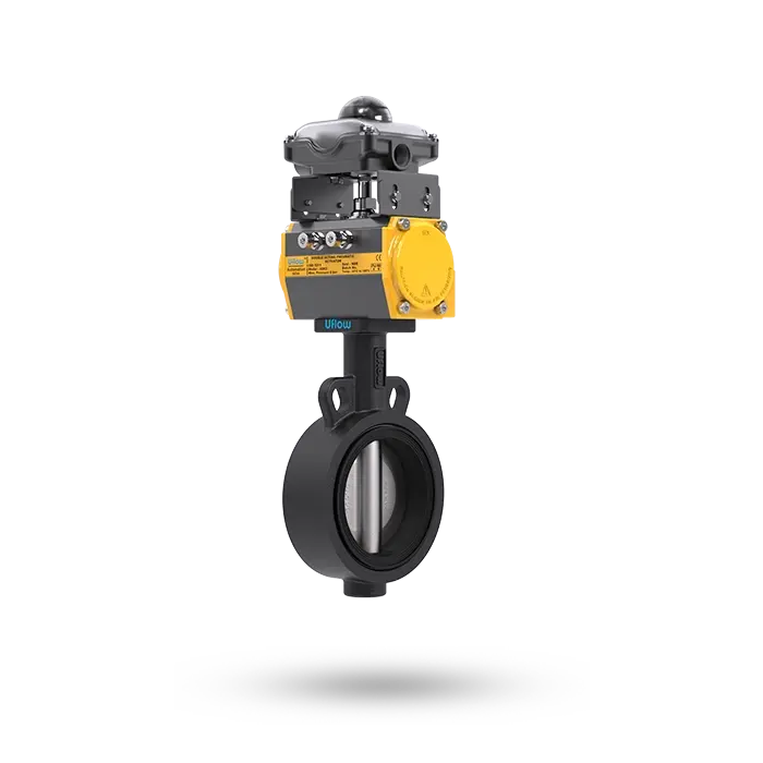 pneumatic operated wafer type butterfly valve